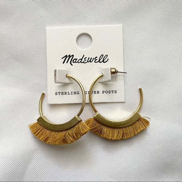 Madewell Jewelry - Madewell Fringe Hoop Mustard Yellow Earrings